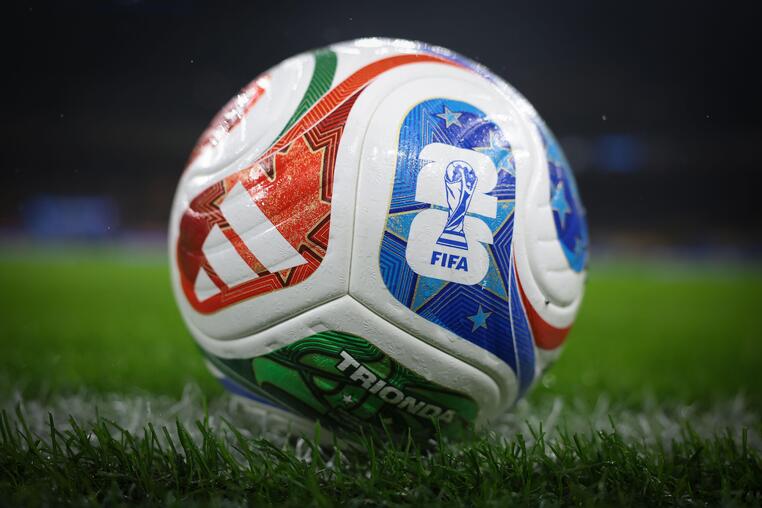 Milan, Italy. 16th Nov, 2025. Details of the new Adidas Trionda Official FIFA World Cup 2026 matchball prior to kick off in the Italy vs Norway FIFA World Cup European Qualifying match at Giuseppe Meazza, Milan. Picture credit should read: Jonathan Moscro